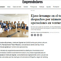 Ejaso irrumpe en el top 10 de despachos por nmero de operaciones en venture capital